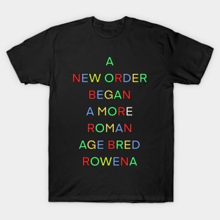 A NEW ORDER BEGAN A MORE ROMAN BRED ROWENA PALINDROME T-Shirt